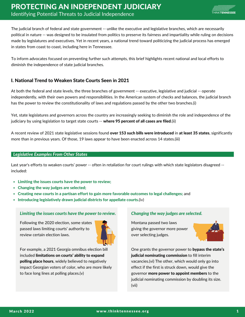protecting an independent judiciary 1 1 protecting an independent judiciary 1 1 - Think Tennessee