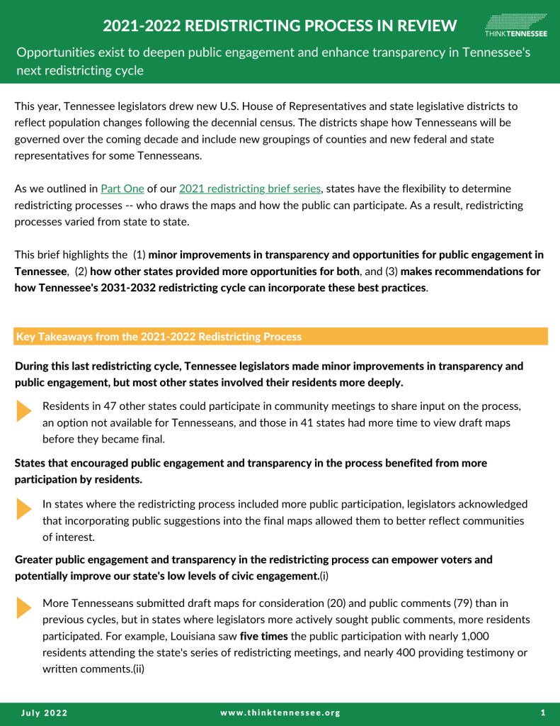 redistricting brief redistricting brief - Think Tennessee